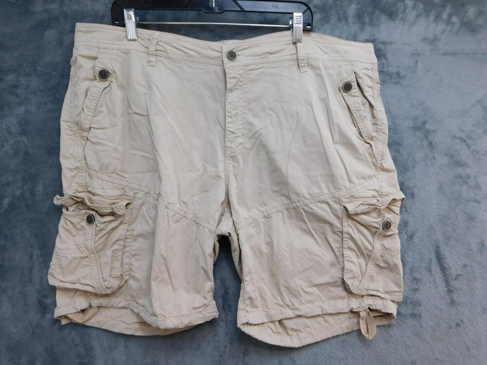 FOUR STEEDS Shorts Womens 20 Beige Twill Cargo Relaxed Fit Zip Pockets